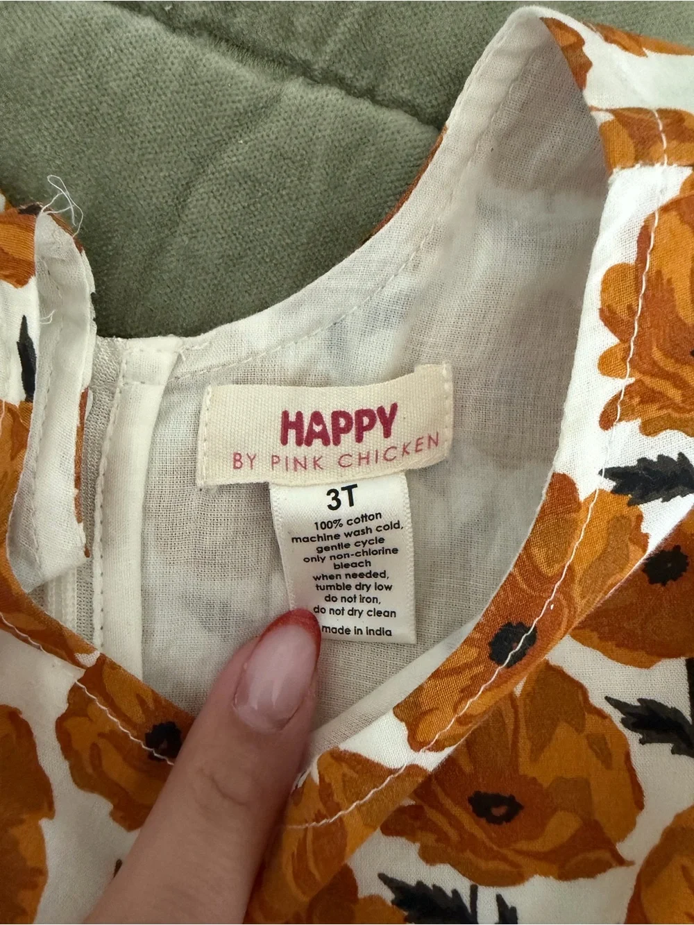 Happy by Pink Chicken Mustard Floral Long-Sleeve Girls Dress